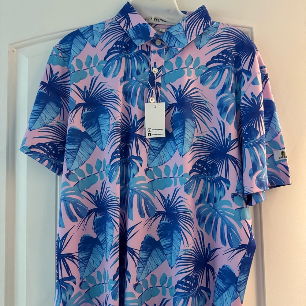 FTB gold- breezy polo. Size large, NWT